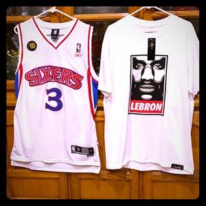 Allen Iverson Jersey + Lebron James tee LOT STEAL!